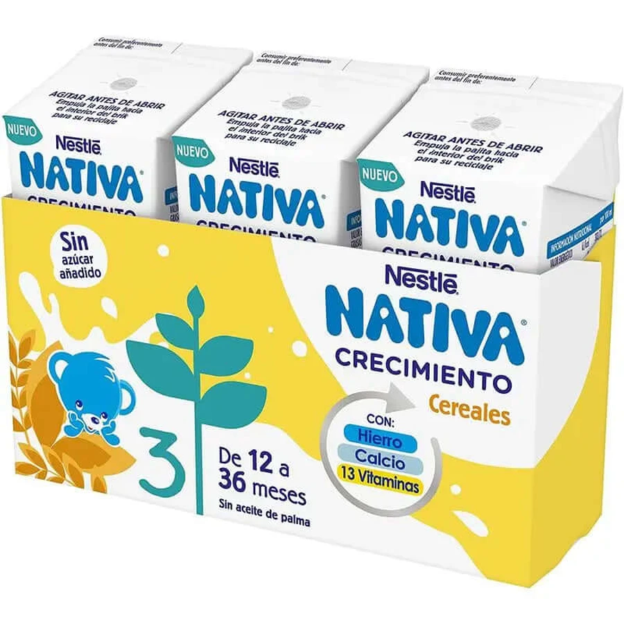 Nestlé Nativa Crecimiento 3 Cereales, 3X180 ml