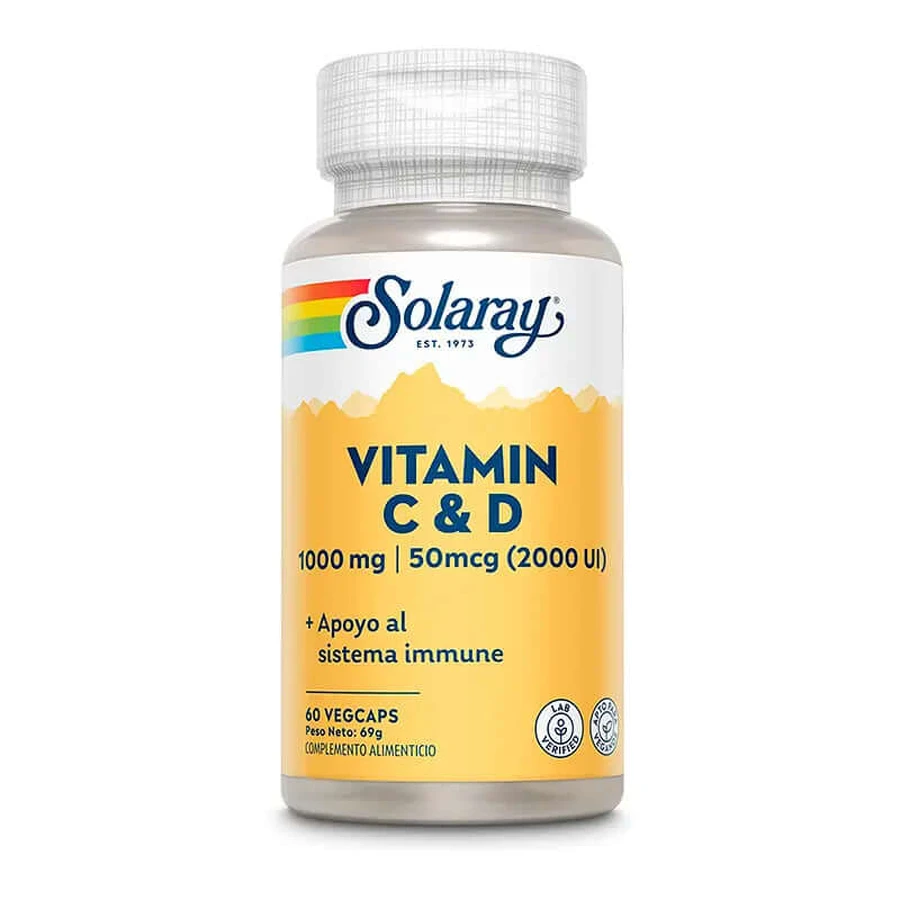Solaray Vitamin C 1000 mg + Vitamin D 2000Ui 60 Kapseln