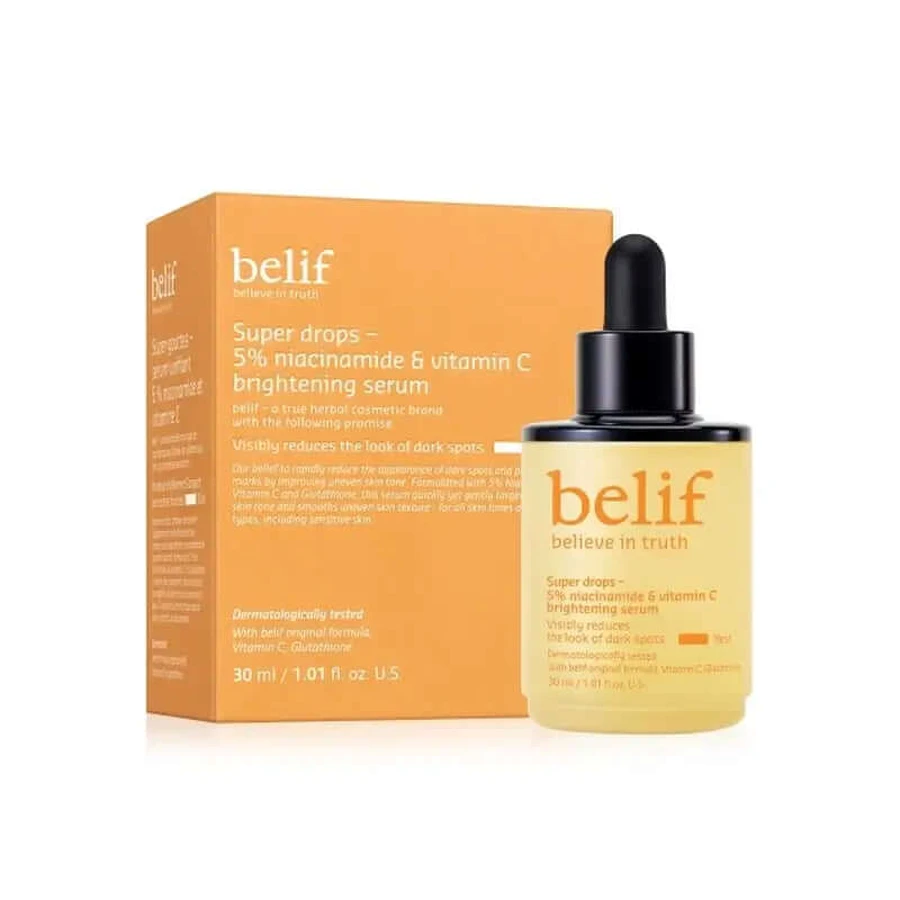 Belif Super Drops - 5% Niacinamidă și vitamina C Ser iluminator , 30 ml