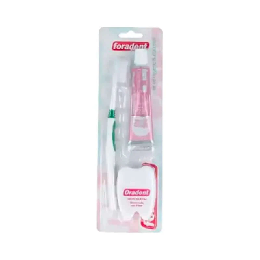 Oradent Plus periuță de dinți + ață dentară + pastă de dinți