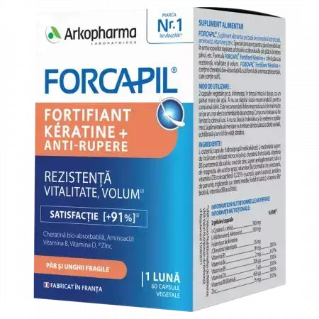 Forcapil Fortifying Keratine+, 60 vegetarische Kapseln, Arkopharma