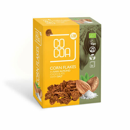 Fulgi de porumb cu ciocolata raw, migdale si sare, 2x100 g, Cocoa