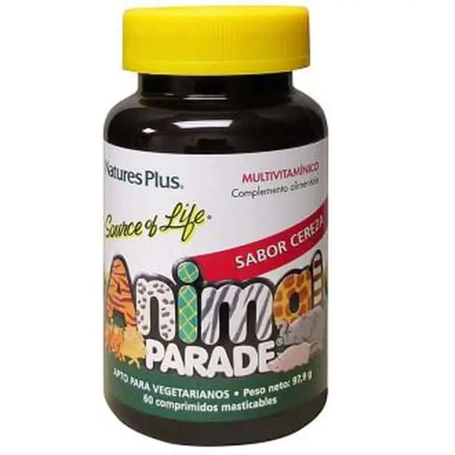 Natures Plus Tierparade Multiv. Kirsche, 60 Tierkausnacks