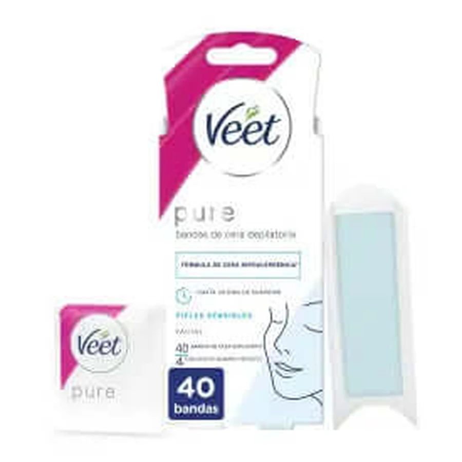 Veet Pure Depilujące Paski z Zimnym Woskiem do Depilacji Twarzy, 40 pasków: ceny i cechy