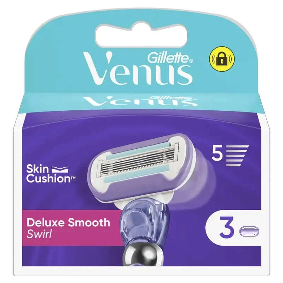 Gillette Venus Deluxe Smooth Swirl Women's Refill, 3 pachete de rezerve