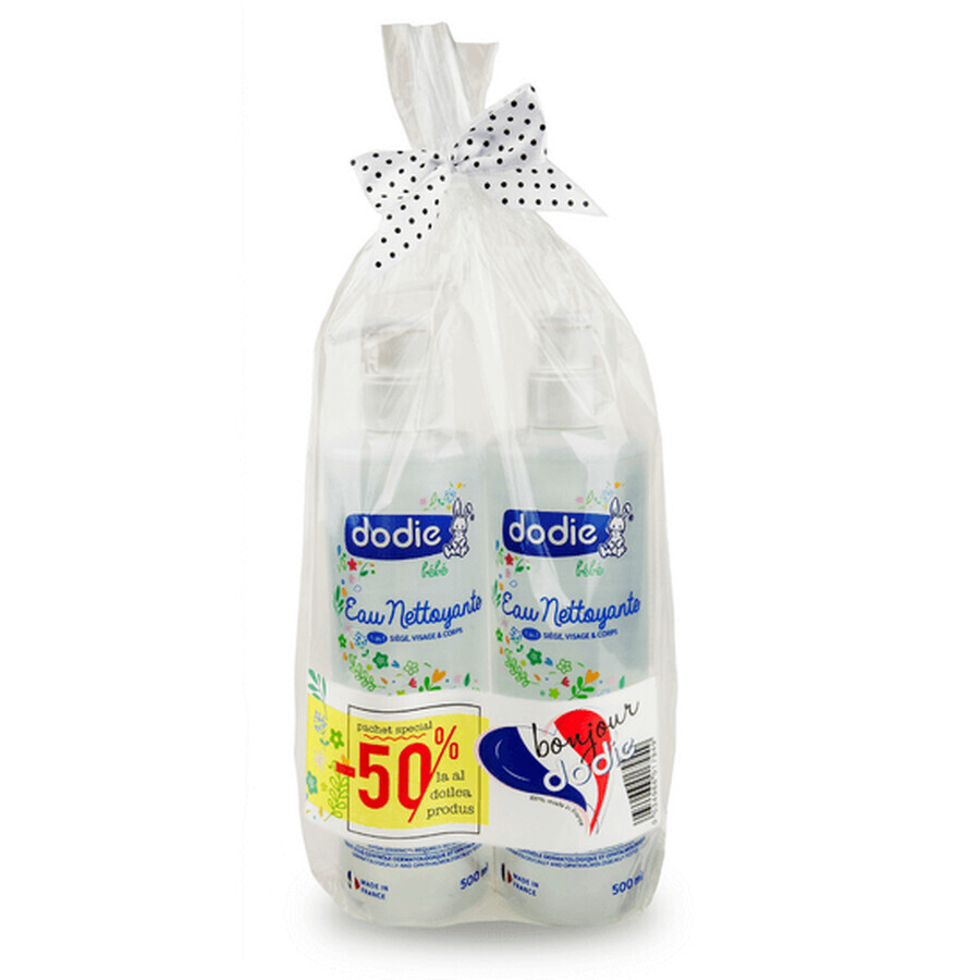 Pachet  Apa de curatare 3in1 pentru sezut, fata si corp, 2x500 ml, Dodie