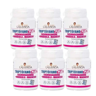 Ana Maria Lajusticia Tryptofaan Plus met Ashwagandha + Rhodiola en Magnesium, verpakking 6 x 60 tabletten