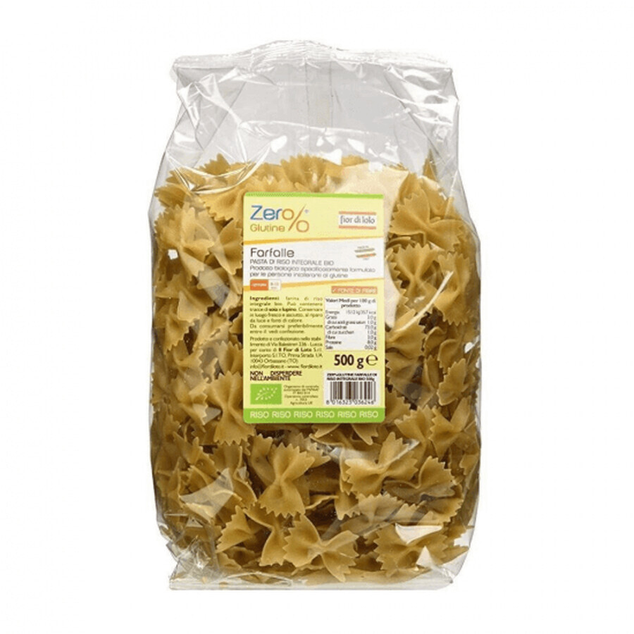 Farfalle Bio-Nudeln aus glutenfreiem braunem Reis, 500g, Fior di Loto