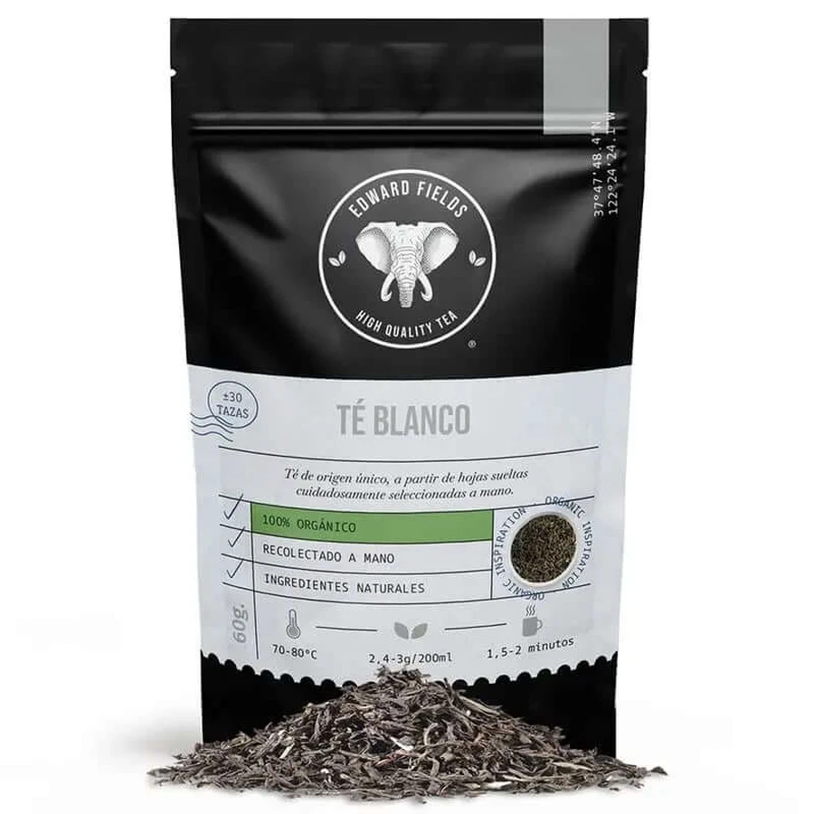Edward Fields Tea Tè bianco biologico sfuso 30 tazze, 60 grammi