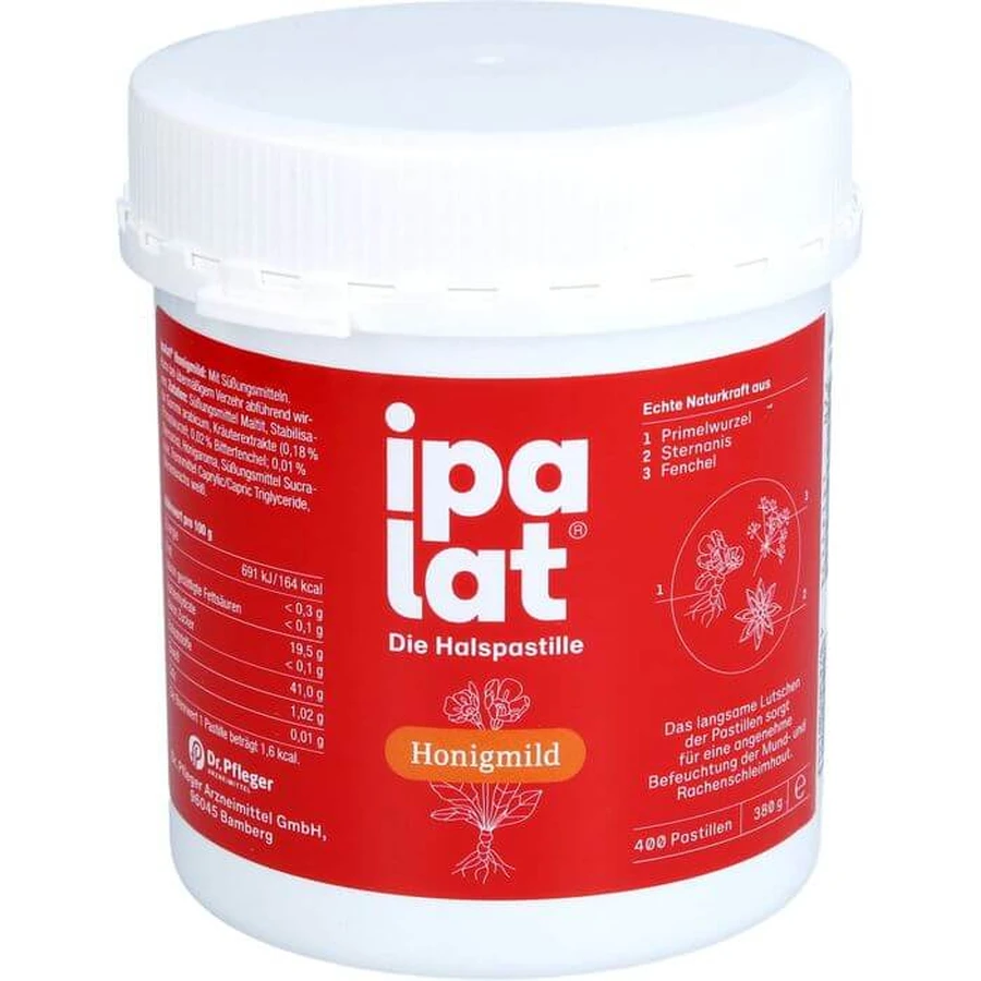 Pastiluțe pentru gât IPALAT miere ușoară fără mentol 400 buc.