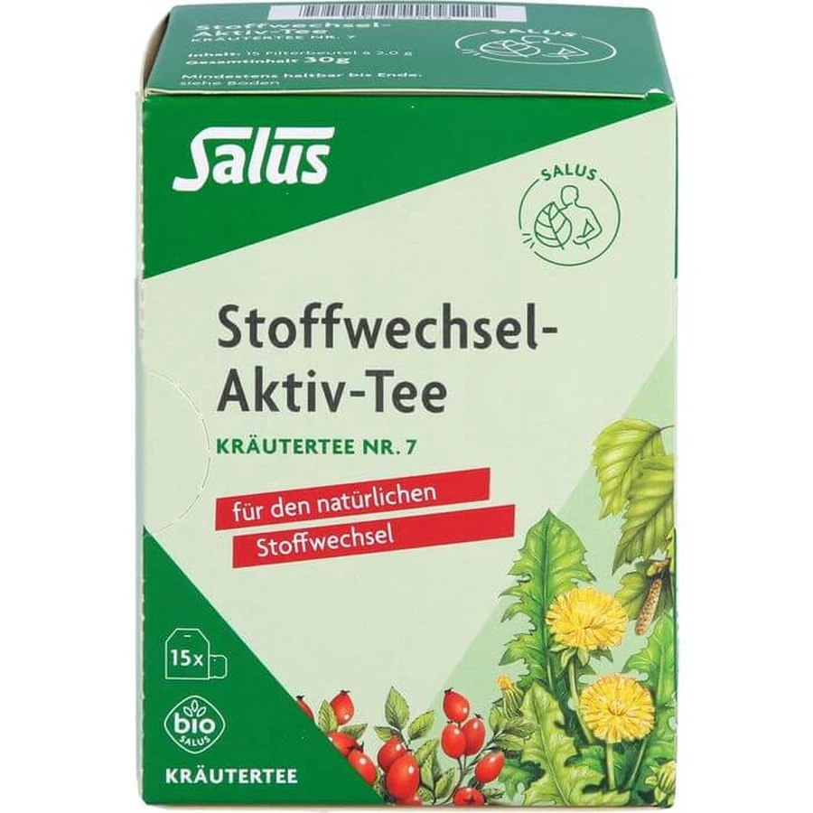 STOFFWECHSEL-AKTIV Ceai Ceai de plante nr.7 Organic Salus 15 St.