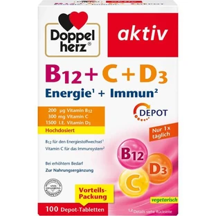 DOPPELHERZ B12+C+D3 Depot werkzame tabletten 100 st.