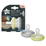 Closer to Nature Breast like Soother, 6-18 months, 2 pieces, White/Yellow, Tommee Tippee