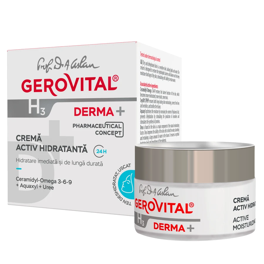 Gerovital H3 Derma+ actieve vochtinbrengende crème, 50 ml, Farmec