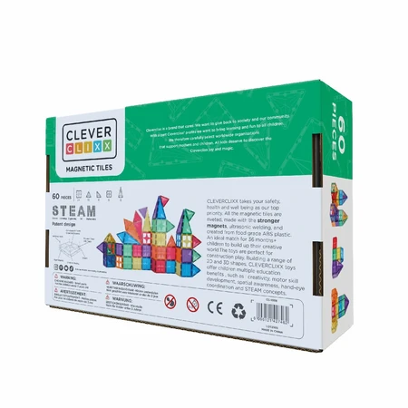 Jeu de construction magnétique Inventiv 60 pièces, Cleverclixx