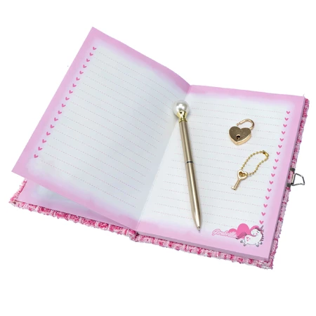 Journal Tweed Glamour Girabrilla Tweed - agenda avec couverture en tweed, paillettes et cadenas, stylo inclus