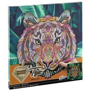 Set créatif avec strass, peinture diamantée, Canvas Tiger, Moxy