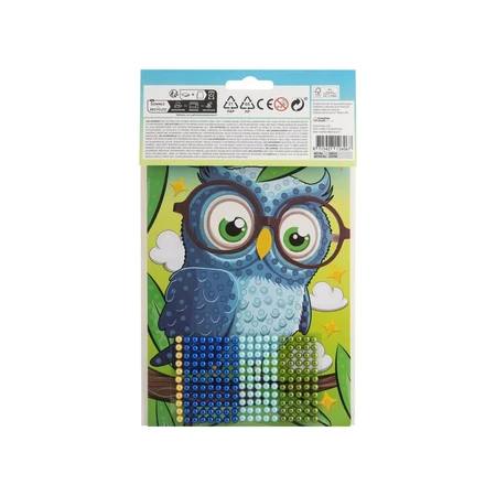 Creatieve set, mozaïek met kralen Peel en Stick, kralenkunst, uil, A5