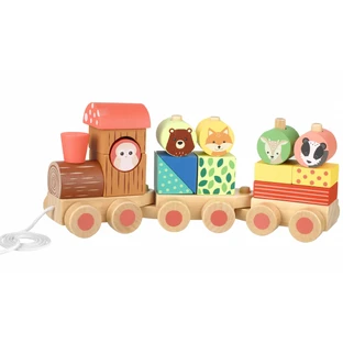 Holzeisenbahn mit Formen und Tieren, Orange Tree Toys