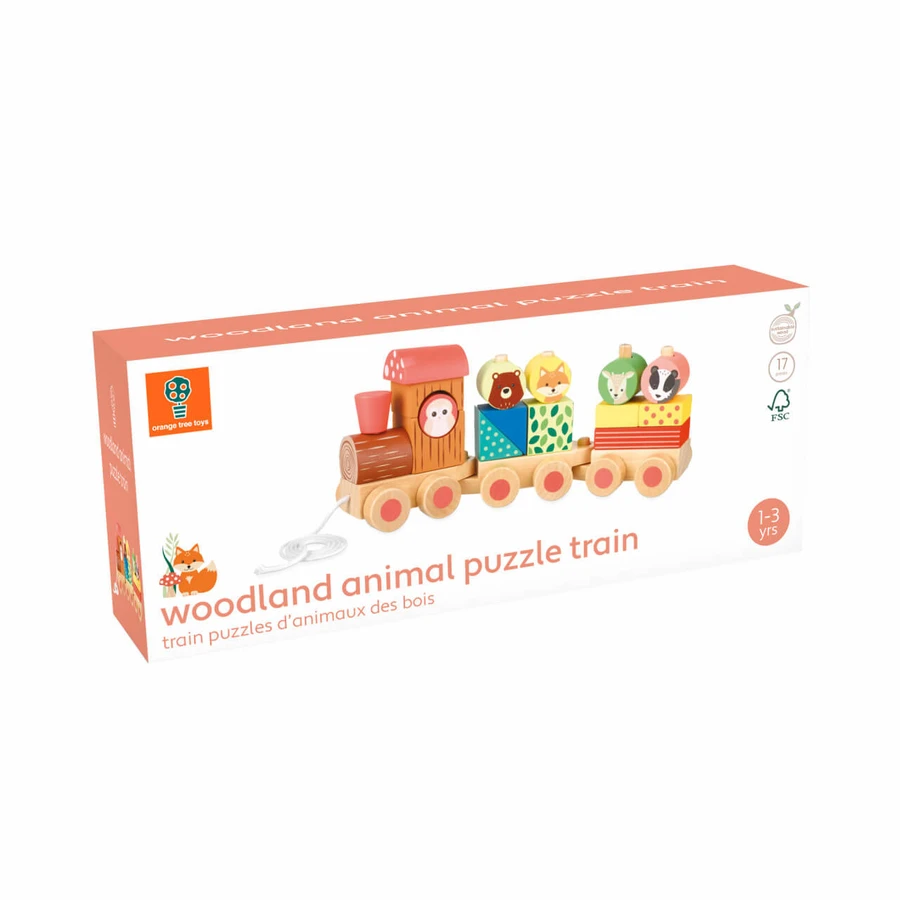 Holzeisenbahn mit Formen und Tieren, Orange Tree Toys