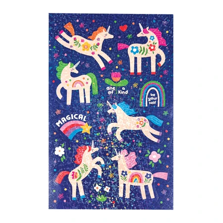 Abtibilduri holografice cu sclipici Stickiville Magical Unicorns