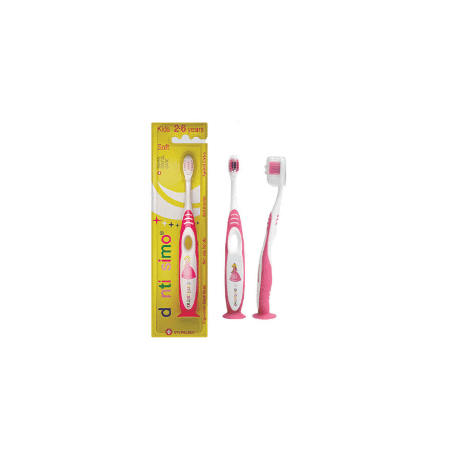 Dentissimo periuta de dinti pink copii Kids 2-6 years Soft bristles