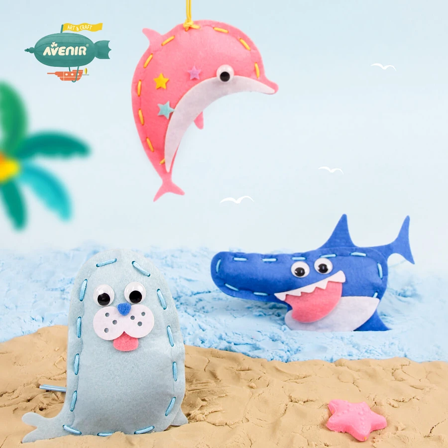 Set de costura creativa - Mi Primer Colgante Amigos Marinos, nivel 1