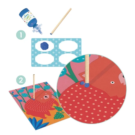 Laboratorio creativo con i pois Djeco, Pointillisme