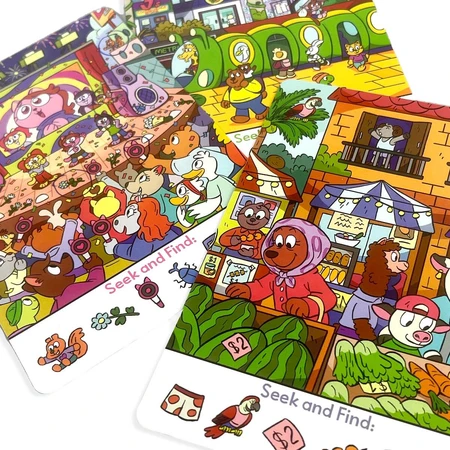 Sammlung von 24 Karten mit Spielen und Aktivitäten - Suchen und Finden
