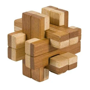 Logic game IQ in bamboo wood in metal box-8