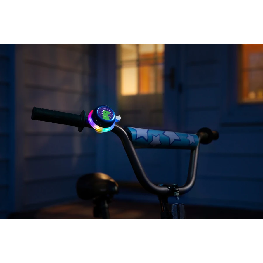 Timbre de bicicleta con luces LED multicolor, azul
