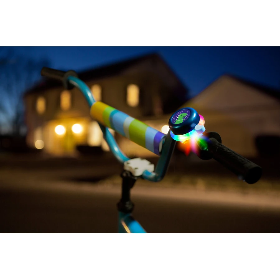 Timbre de bicicleta con luces LED multicolor, azul