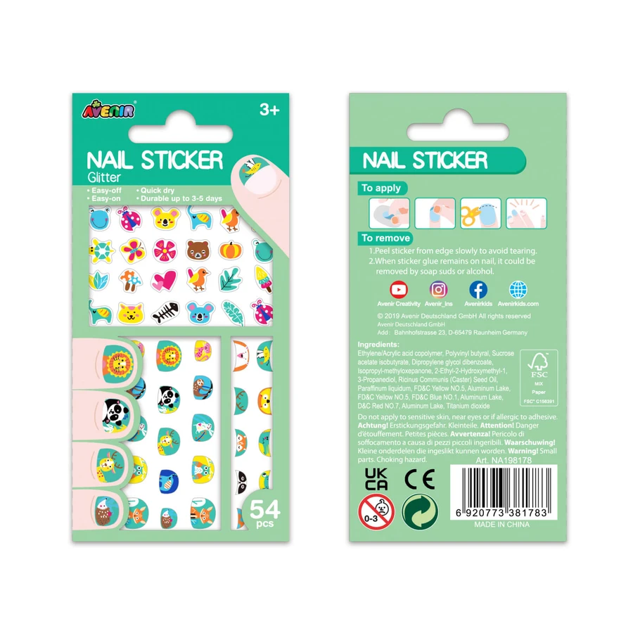 Glitter nagelstickers - Dieren