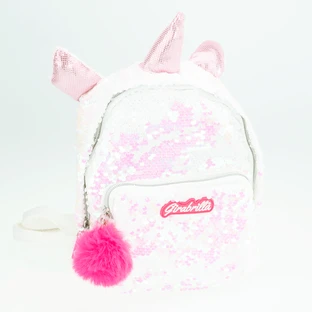 Rucsac fetiță Girabrilla – model Unicorn cu paiete reversibile, bretele reglabile și buzunar frontal