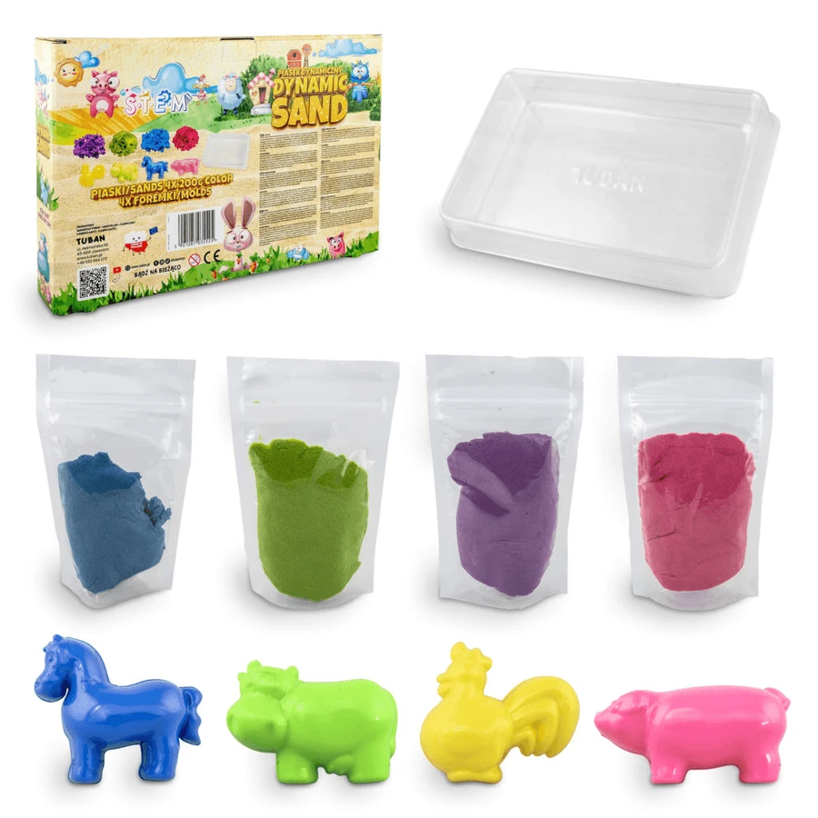 Sensory Sand Set 4 kleuren met accessoires - Boerderij