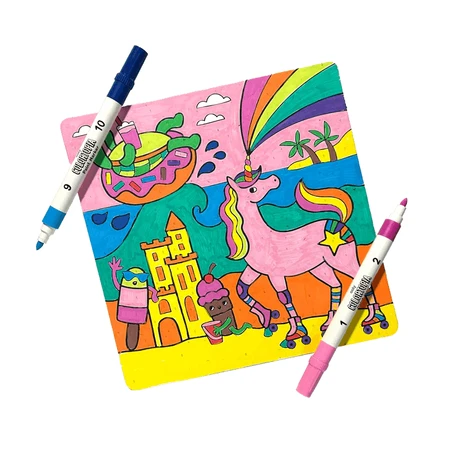Kreatywny zestaw do malowania po numerach z markerami Colortopia - Kraina Jednorożców (zestaw 6 podwójnych kolorów): ceny i cechy