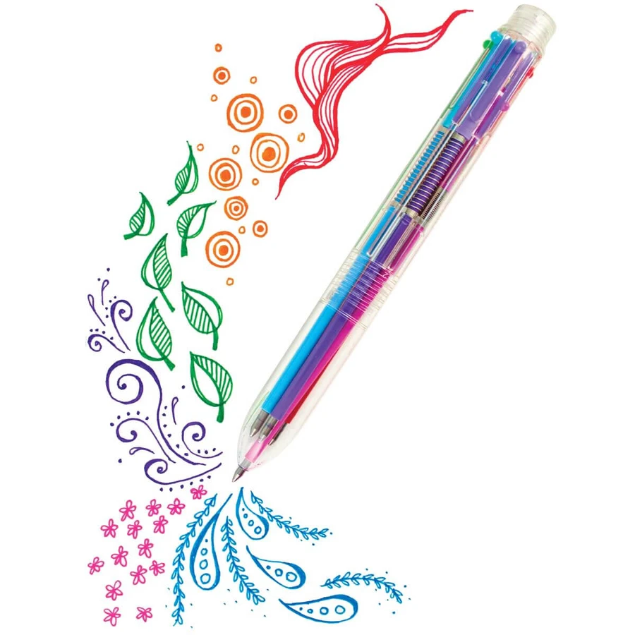 Penna gel multicolore con 6 colori e meccanismo retrattile
