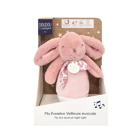 Musik-Kerze Hase, 16 cm, flauschig, rosa