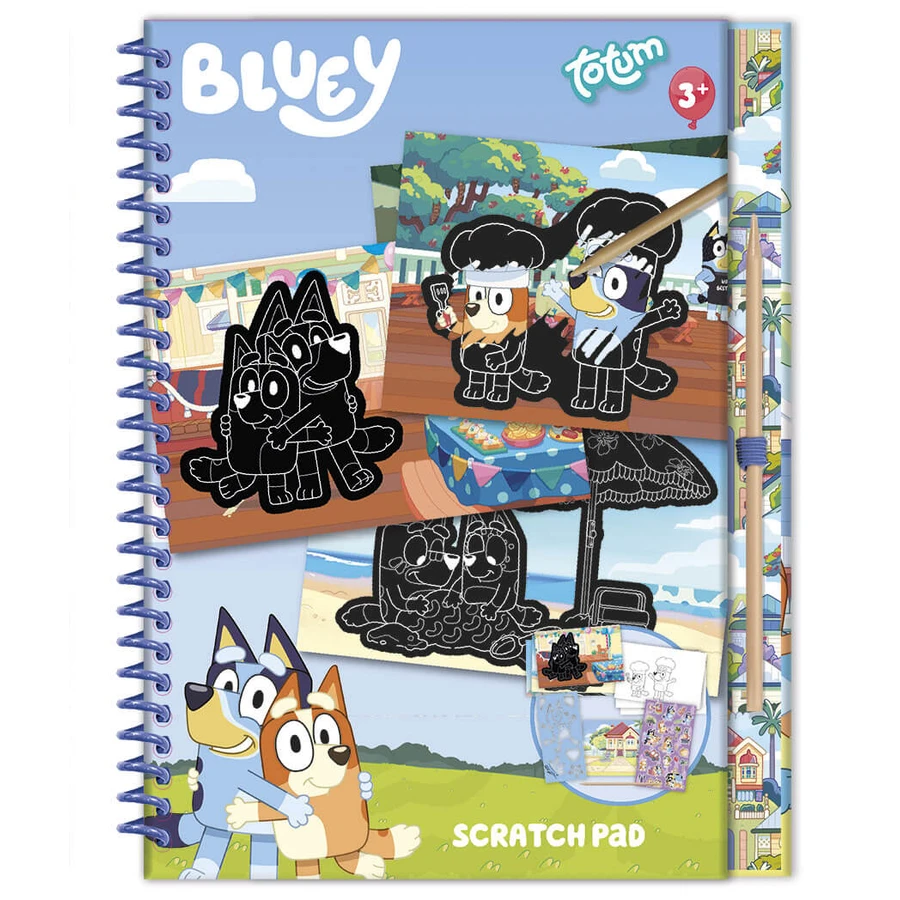 Set da colorare e raschiare creativamente, Bluey, Totum