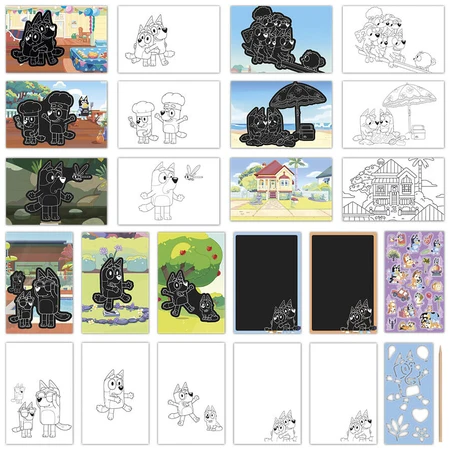 Set da colorare e raschiare creativamente, Bluey, Totum