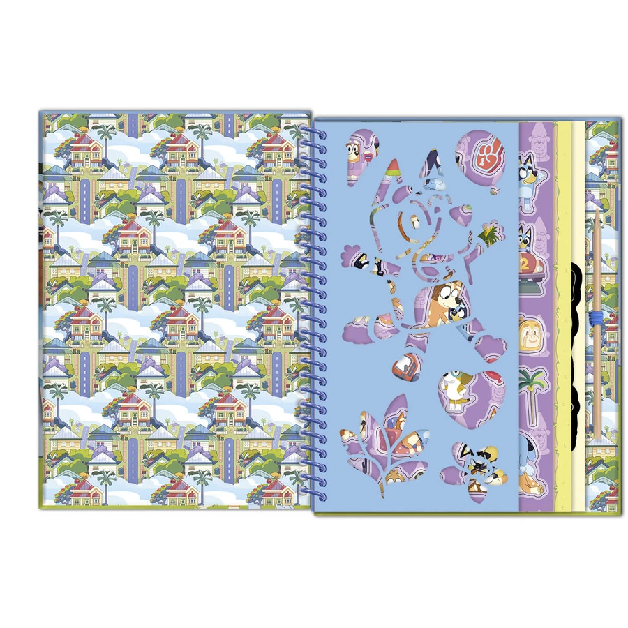 Set da colorare e raschiare creativamente, Bluey, Totum