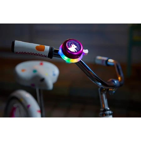 Campanello per bicicletta con luci LED multicolori, rosa