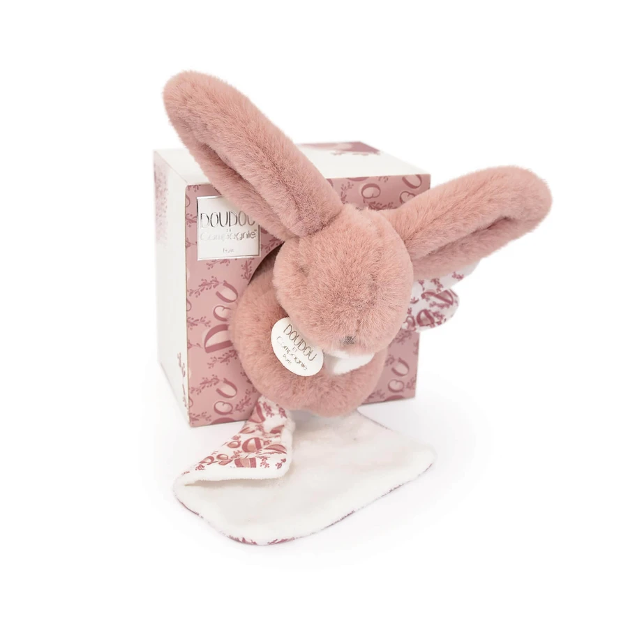 Iepuras Doudou® - jucarie de plus cu paturica, 16 cm
