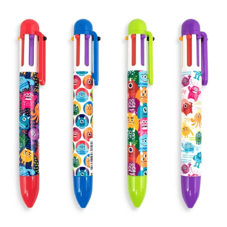 Pix multicolor cu 6 culori si mecanism retractabil Monstruleti