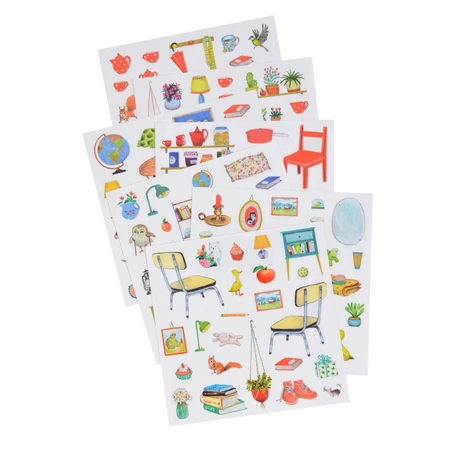 Libro para colorear con pegatinas Big Family, Moulin Roty
