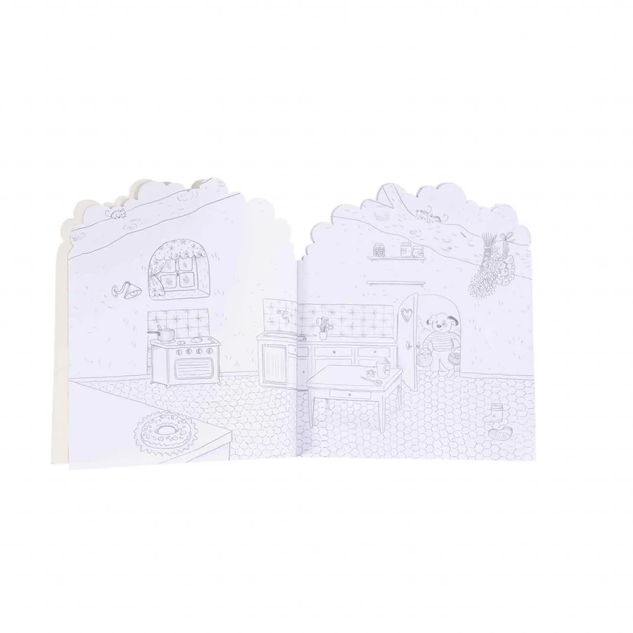 Libro para colorear con pegatinas Big Family, Moulin Roty