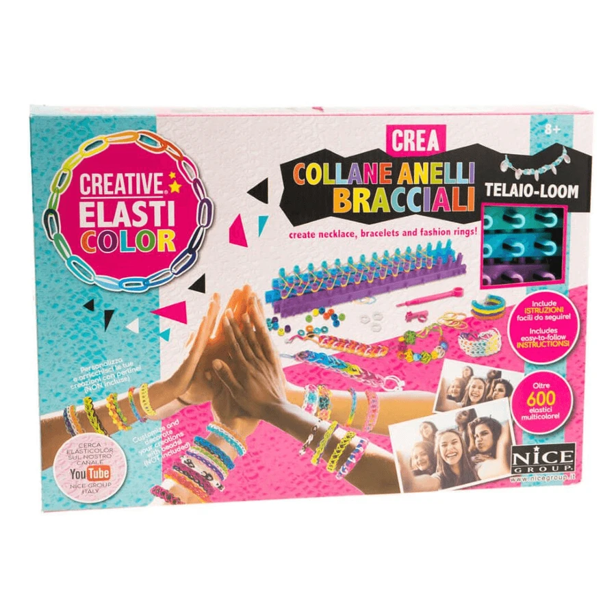 Creative set with colorful elastic bands for bracelets, Elasticolor
