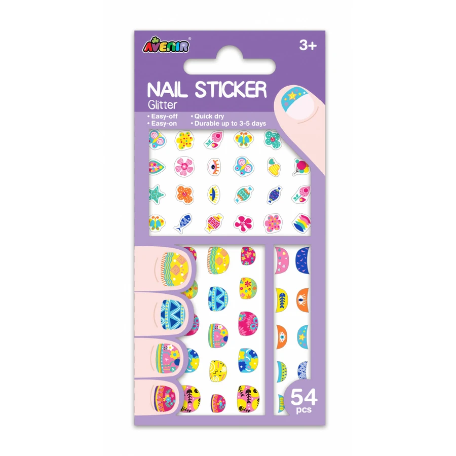 Glitter nagelstickers - Bloemen