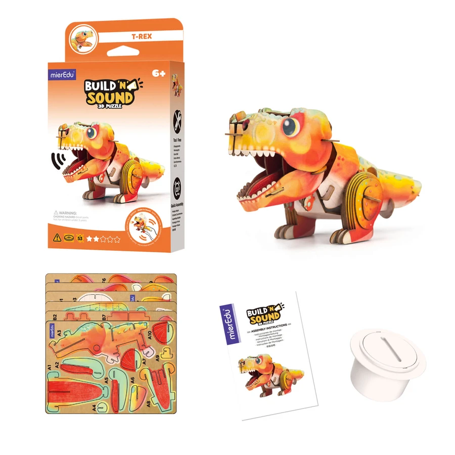 3D-geluidspuzzel - Tyrannosaurus Rex, Bouw 'n' Geluid