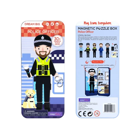 Magnetisches Puzzle in Metallbox, Zuordnungs- und Zuordnungsspiel - Polizist